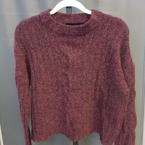360 Cashmere Women's Maroon Cableknit Sweater